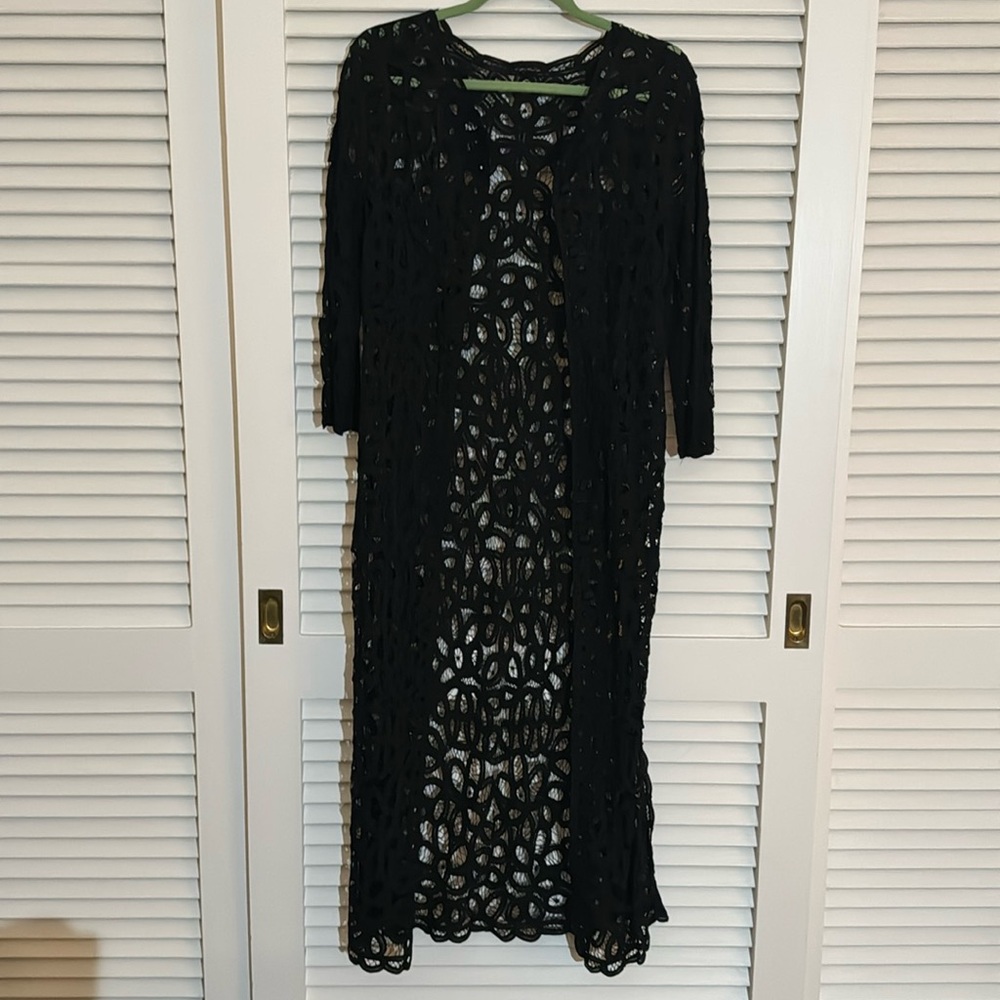 Long Black Lace Duster to go over a Cocktail Dress,  really multiple uses